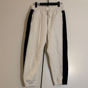 ZARA : White Joggers with Black Stripes
